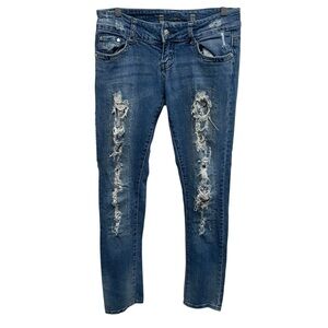 Rampage women’s Y2K skinny low rise jeans distressed size 7